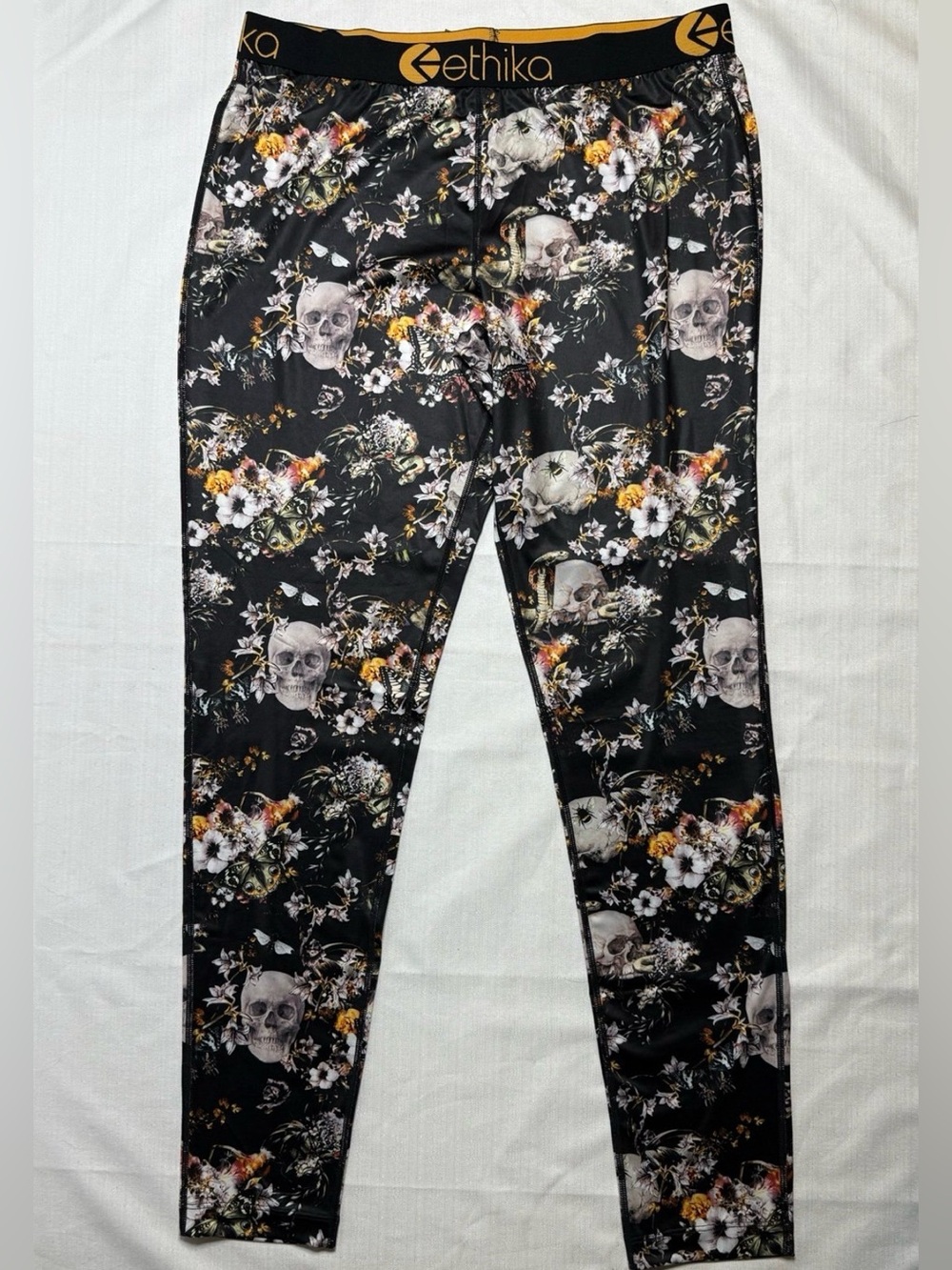 Ethika Women’s Black Skull Floral Leggings Size XL NEW